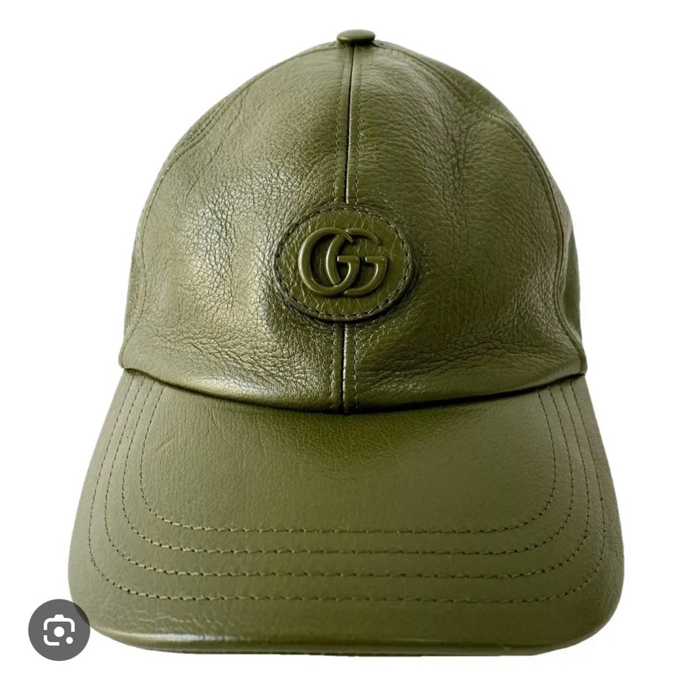 Gucci Olive Green Leather Cap